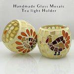 osaic Glass tealight Holders with Maple Leave for Halloween & Thanksgiving Party Decorations