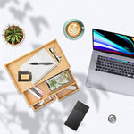 Mini Bamboo Desk Drawer Tabletop Storage Organization Box for Office