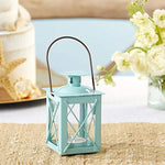 Luminous Metal Mini Lanterns Vintage Teal Light Candle Holders White