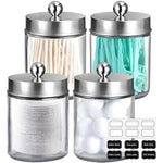 4 Pack Apothecary Jars Bathroom Vanity Storage Organizer Set