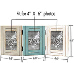 Picture Frame 3 Folding 4X6 Hinged Triple Distressed Photo Frame for Home Office Desk