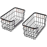 Stackable Metal Wire Rectangular Storage Basket Set For Kitchen or Bathroom, 2 Count