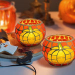 osaic Glass tealight Holders with Maple Leave for Halloween & Thanksgiving Party Decorations