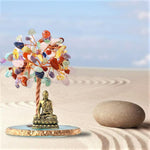 Buddha Statue with Healing Crystal Tree, Tree of Life for Positive Energy