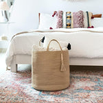 Decorative Rope Basket Wooden Bead Decoration with Handles