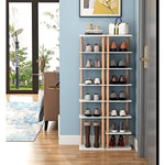 8 Tiers Stylish Wooden Space Saving Shoe Storage Stand/ Shelf/ Tower Free Standing for Entryway
