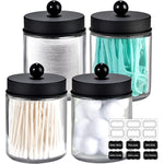 4 Pack Apothecary Jars Bathroom Vanity Storage Organizer Set