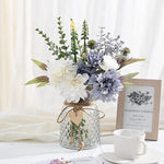 Artificial White Flowers with Vase for Coffee Table Decor
