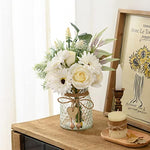 Artificial White Flowers with Vase for Coffee Table Decor