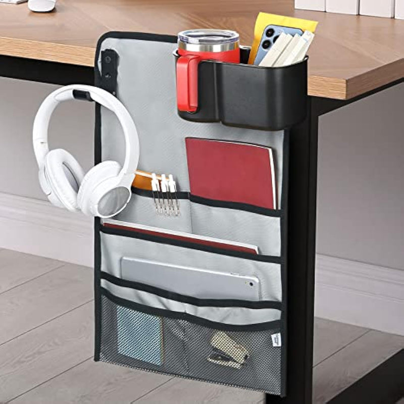 Anti-Spill Tableside Cup Holder with Hanging Organizer for Home & Office