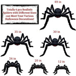 6 Pcs Halloween Giant Hairy Spiders Decorations