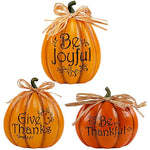 Set of 3 Resin Pumpkins Seasonal Thanksgiving Centerpieces for Table