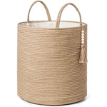Decorative Rope Basket Wooden Bead Decoration with Handles