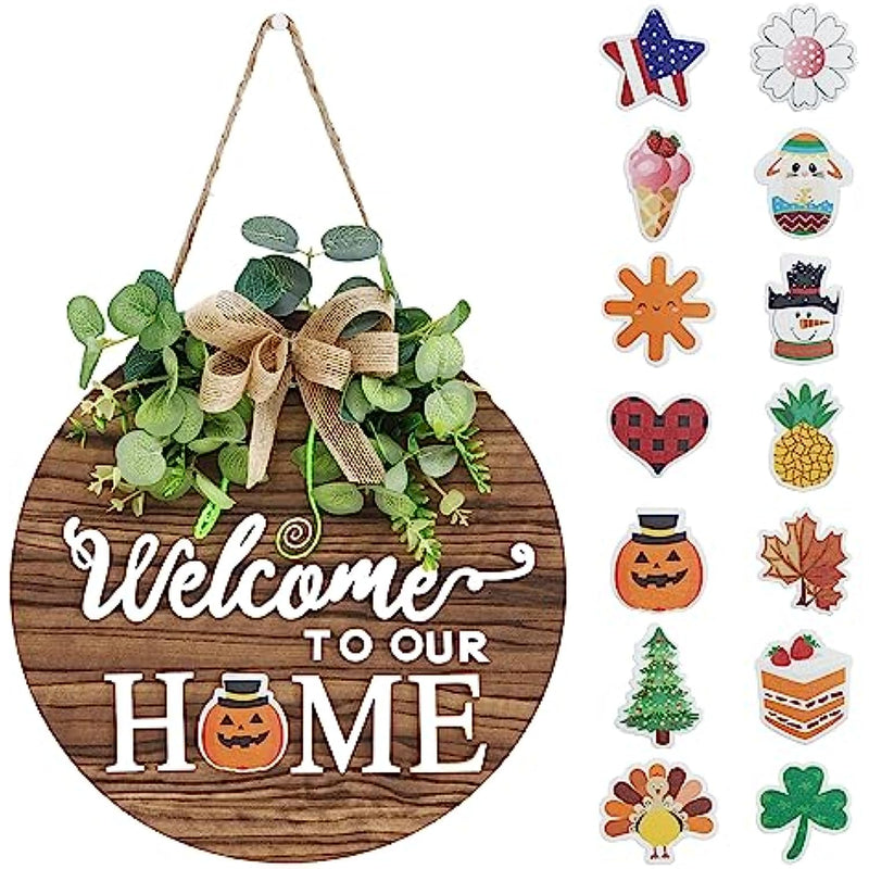 Interchangeable Seasonal Welcome Sign Front Door Decoration