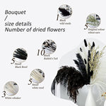 White and Black 17.7in Dried Flowers Bouquet Pampas Grass Bunny Tail Vase Filler