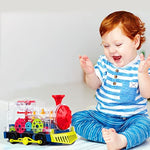 Transparent Electric Gear Train Toy With Flashing Lights And Music Battery Operated Bump Go Action Toy