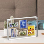 24mm Thick Frameless Clear Picture Frame, Free Standing Desktop Display Stand Acrylic Picture Frames