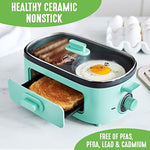 3 In 1 Breakfast Maker Station Healthy Ceramic Nonstick Dual Griddles For Eggs Meat And Pancakes