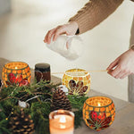osaic Glass tealight Holders with Maple Leave for Halloween & Thanksgiving Party Decorations