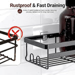 2 Pack Adhesive Black Bathroom Organizers With Hooks