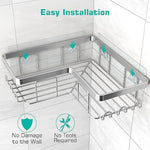 3-Pack Corner Adhesive Shower Caddy with Soap Holder and 12 Hooks
