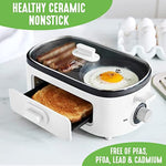 3 In 1 Breakfast Maker Station Healthy Ceramic Nonstick Dual Griddles For Eggs Meat And Pancakes