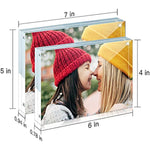24mm Thick Frameless Clear Picture Frame, Free Standing Desktop Display Stand Acrylic Picture Frames