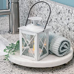 Luminous Metal Mini Lanterns Vintage Teal Light Candle Holders White