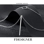 Y Chain Circle Round Silver Necklace For Women