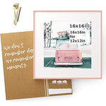 16x16 inch Tempered Glass Square Picture Frame Wall Hook Included