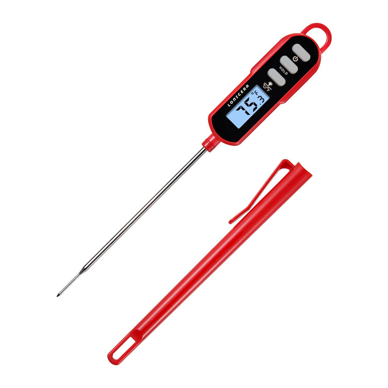 Waterproof Digital Food Thermometer For Liquid Water Candle Instant Read Probe For Internal Temperature Of Cooking With Backlit And Magnet For Meat Bbq Candy Red