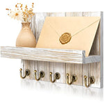 Elegant 5 Sturdy Key Hooks with Wooden Floating Shelf for Exclusive Designer Vintage Decor