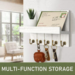 Elegant 5 Sturdy Key Hooks with Wooden Floating Shelf for Exclusive Designer Vintage Decor