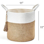 Decorative Rope Basket Wooden Bead Decoration with Handles