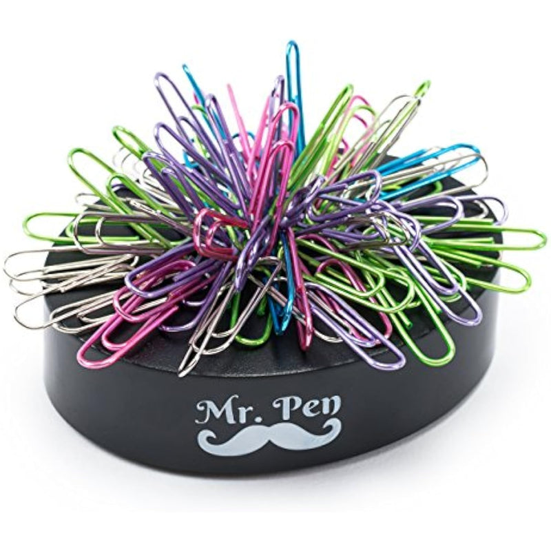 Magnetic Desk Toy with Colored and Silver Paper Clips, 100 Pieces