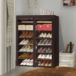 28 Pairs Portable Double Row with Nonwoven Fabric Cover Shoe Rack