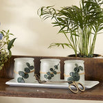 Frosted Glass Votive Candle Holders Tray Set