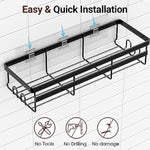 2 Pack Adhesive Black Bathroom Organizers With Hooks