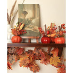 Set of 6 Artificial Pumpkin Decor, Decorative Pumpkin with Maple Leaves