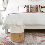 Decorative Rope Basket Wooden Bead Decoration with Handles