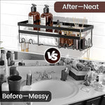 2 Pack Adhesive Black Bathroom Organizers With Hooks