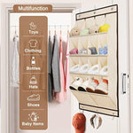 Large Deep Pockets Door Shoe Rack with 3 Hooks