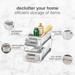 Multipurpose Organizer with Divided Slide-Out Storage Bins for Bathroom