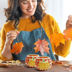osaic Glass tealight Holders with Maple Leave for Halloween & Thanksgiving Party Decorations