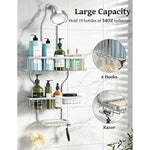 Shower Head Never Rust Aluminum Large Hanging Shower Caddy with 10 Hooks