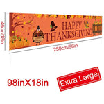 Thanksgiving Turkey Maple Leaves Pumpkin Banner, 8.2 x 1.5 FT