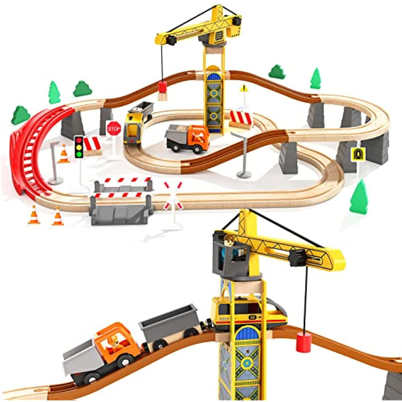 Wooden Train Set With Battery Locomotive Train
