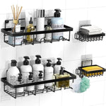 4 Pack Adhesive Bathroom Shelves for Storage and Organization - Black