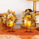 Set of 2 Resin Turkey Thanksgiving Tabletop Decorations