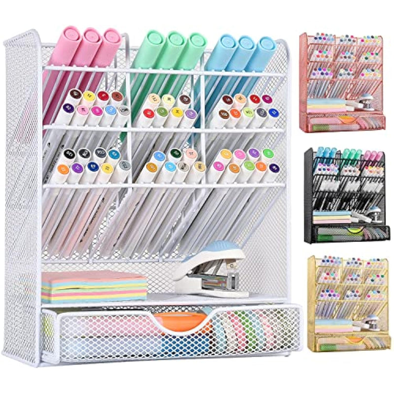Pencil Holder with 10 Compartments and 1 Drawer